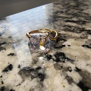 Gold Plated Adjustable Rhinestone Ring